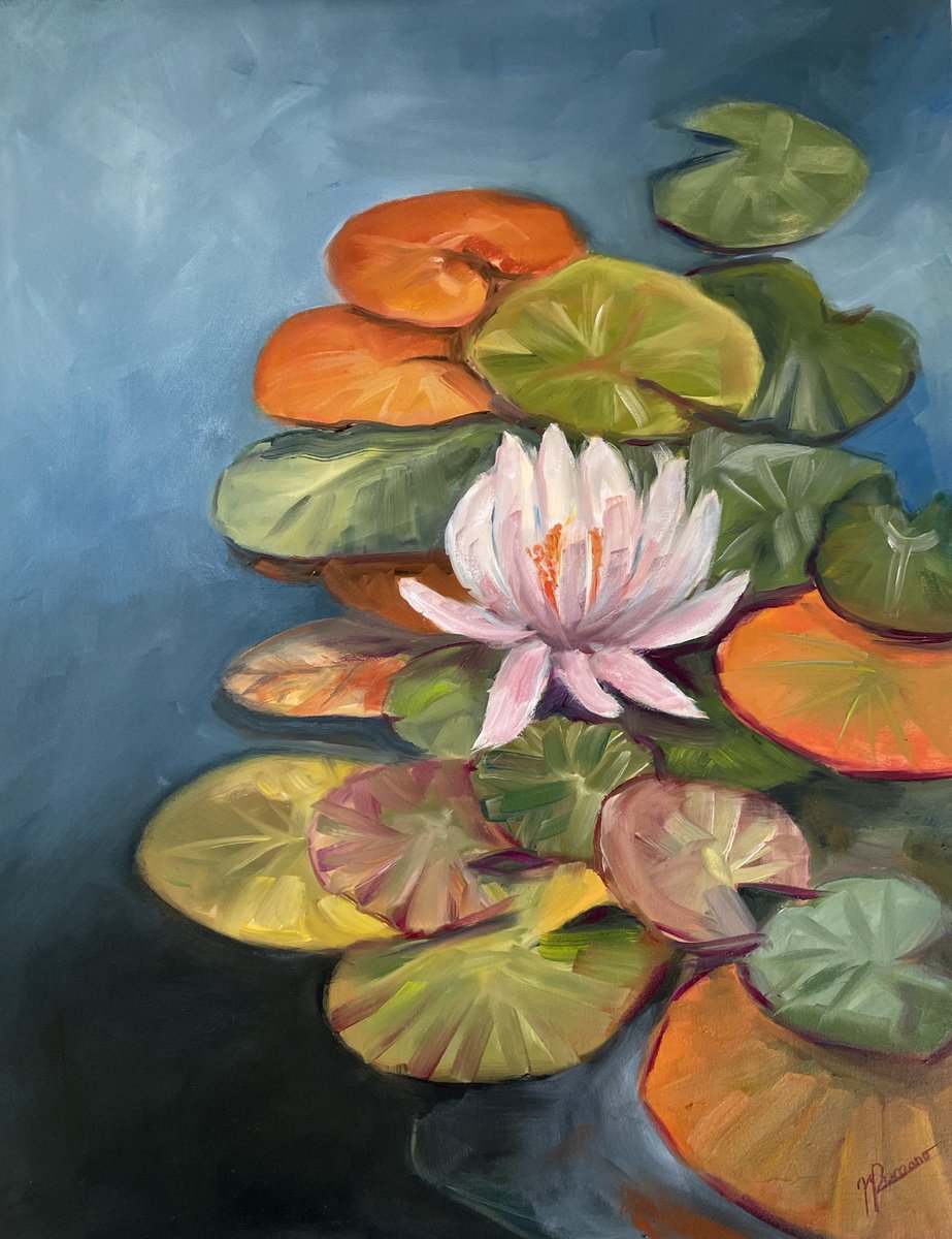 Petals On Water By Maria Romano, 14 X 18, Artwork For Sale On Artfinder