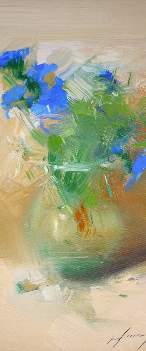 Vase of Flowers, Original oil painting, Handmade artwork, One of a kind by Vahe Yeremyan