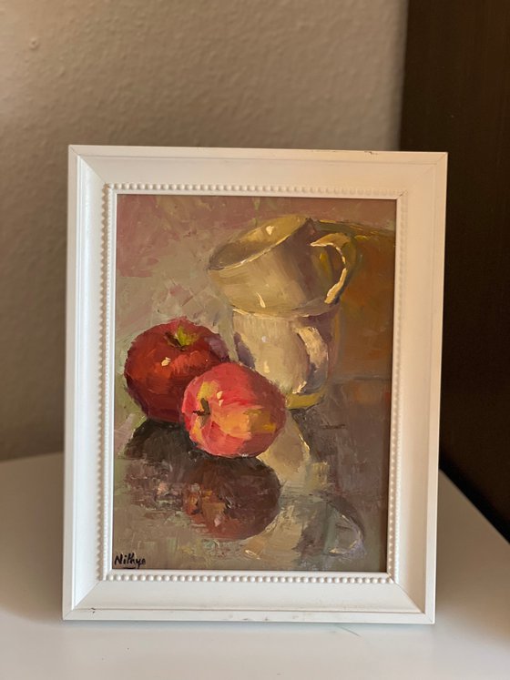 An Apple a Day Series - 17 - Vibrant oil painting kitchen decor