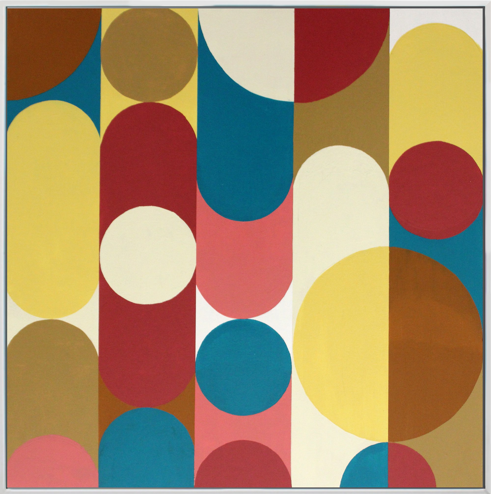 Geometric Abstract Acrylic Painting By Andrew Watt, 402 X 402, Geo Pop Lines No 4 (Framed), Original Artwork