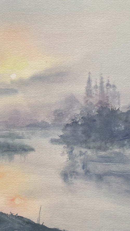 Fog over the river by Alla Semenova