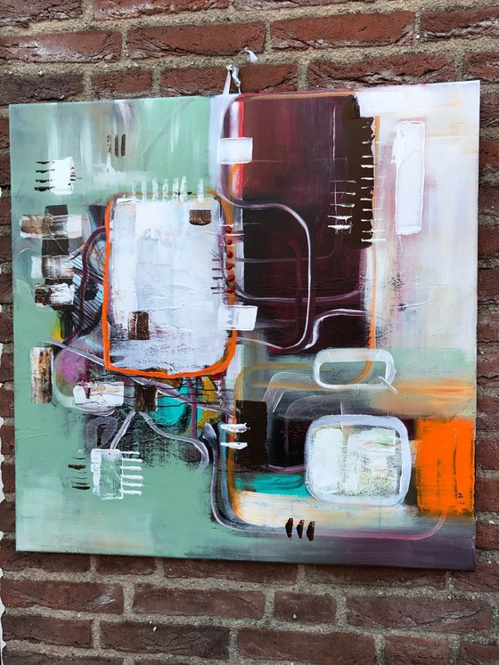 " Plugged " Acrylic painting 70x70cm