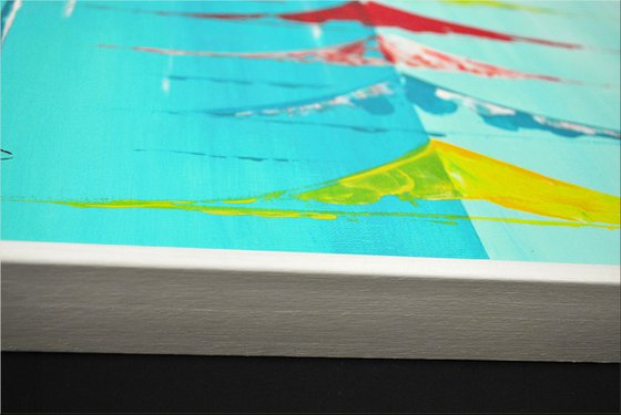 Turquoise Summer  - Abstract Art - Acrylic Painting - Canvas Art - Framed Painting - Abstract Sea Painting - Ready to Hang