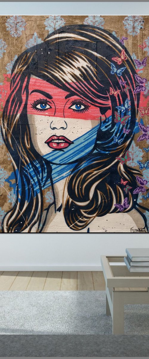 Candy Stripes 140cm x 100cm Lichtenstein Model Concrete Urban Pop Art by Franko