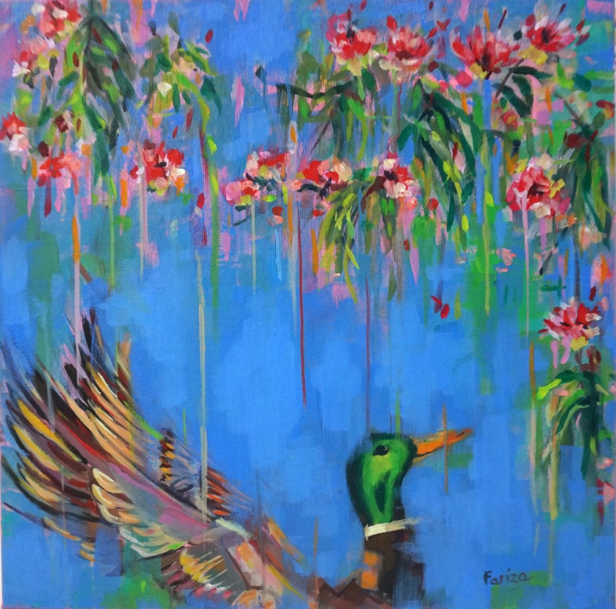 Duck and flowers by Amaya Fernandez Fariza