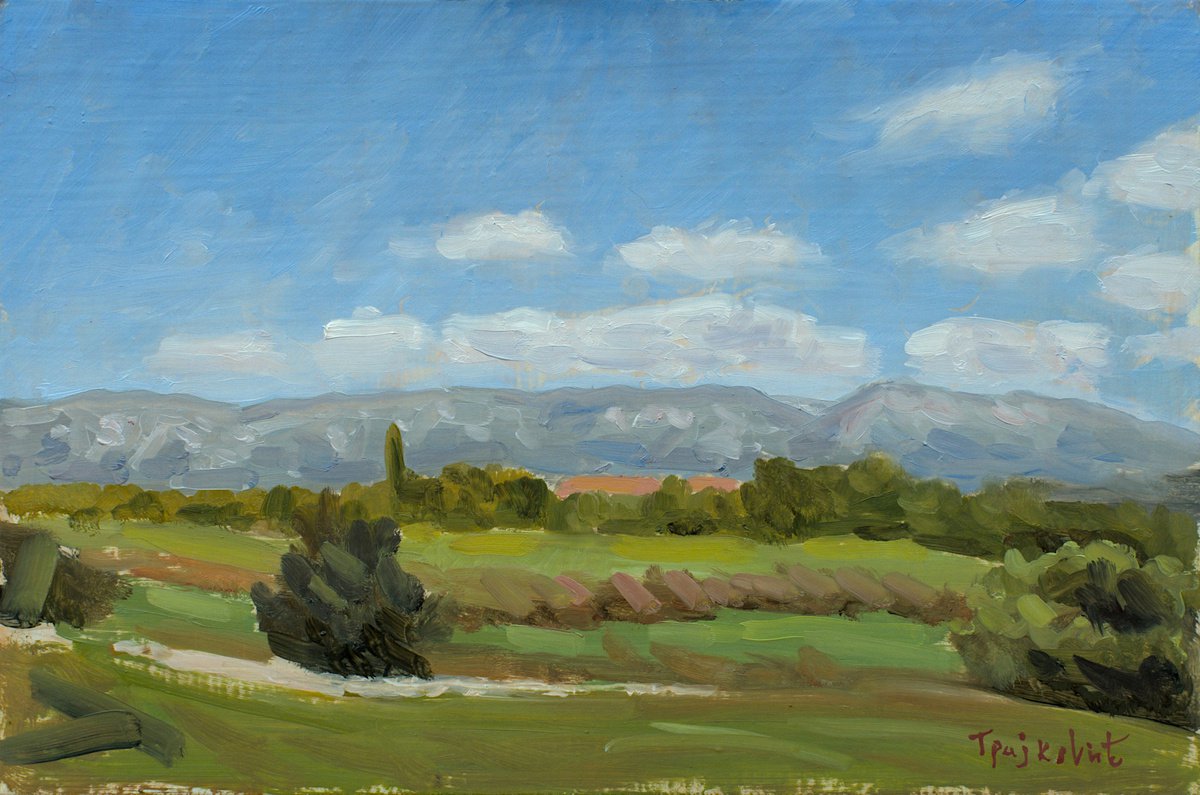 Impressionistic Landscape Oil Painting By Dejan Trajkovic, 15 X 11, Landscape Sketch #1, Original Artwork