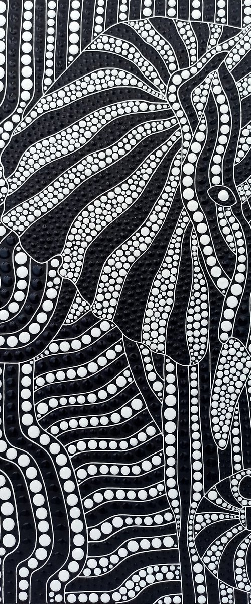 Black and White Abstract Elephant by Oxana Lazari