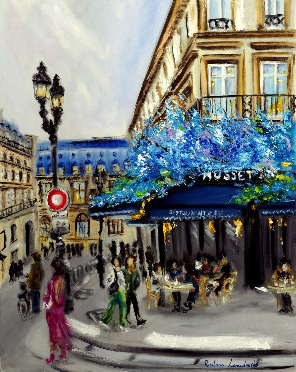 Impressionistic Cityscapes Oil Painting By Ruslana Levandovska, 24 X 30", Le Musset, Paris, Original Artwork