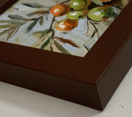Flowers, olive branch,apple