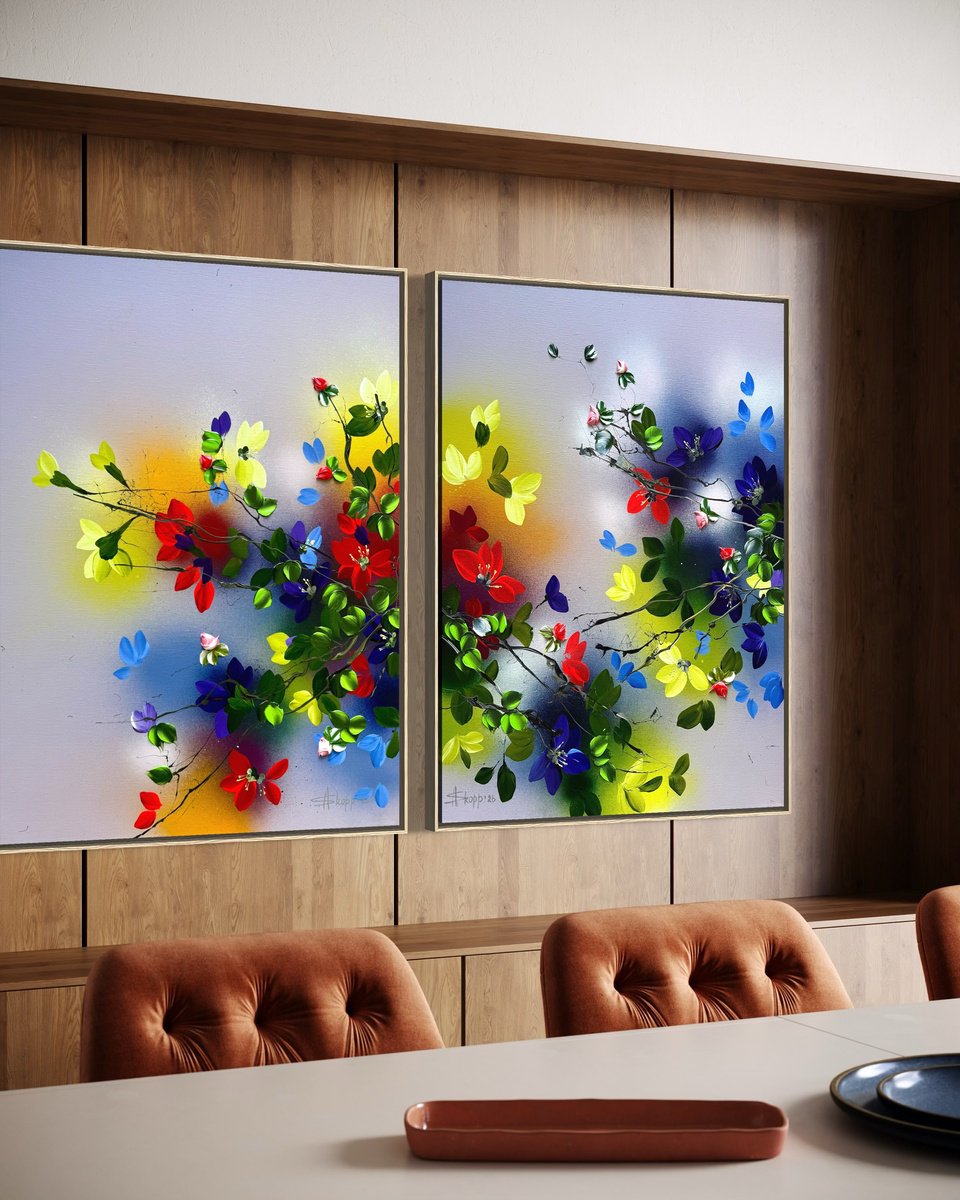 Where Colors Meet - Diptych By Anastassia Skopp, 47 X 31, Artwork For Sale On Artfinder