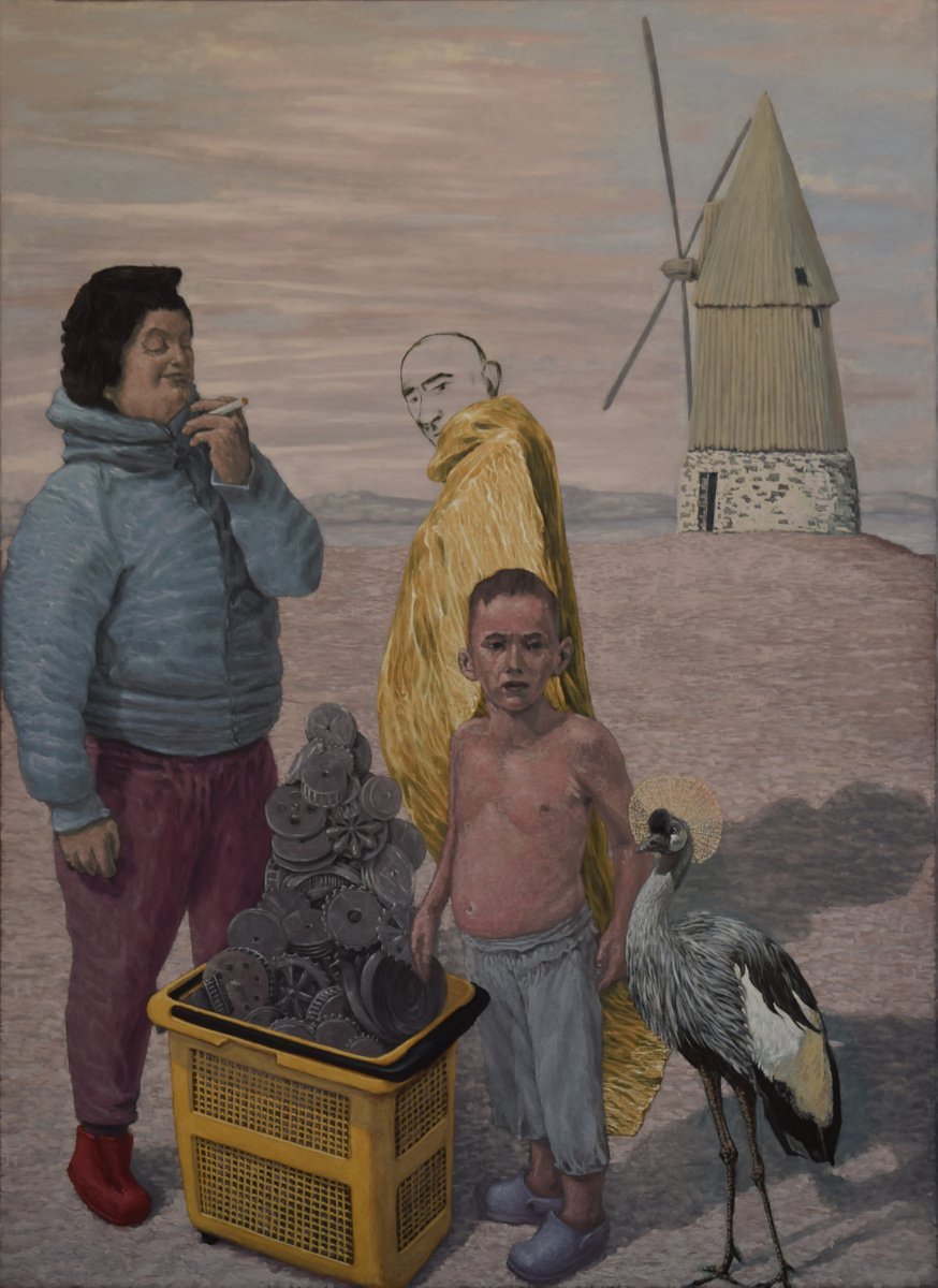 Portrait Oil Painting By Antonio Mele, 54 X 74, Working At The Mill, Original Artwork