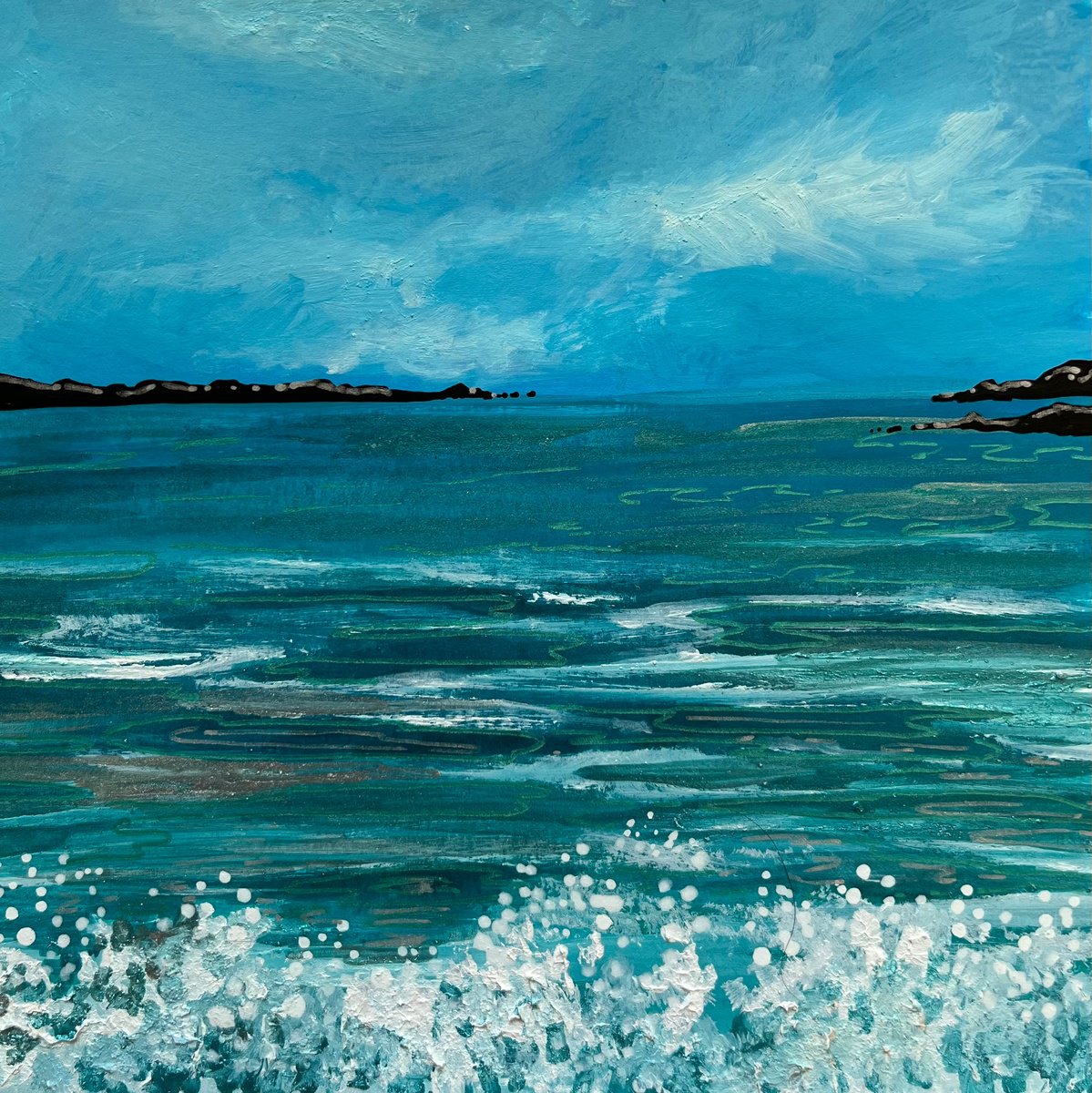 Abstract seascape (blues) by Karen Elaine Evans