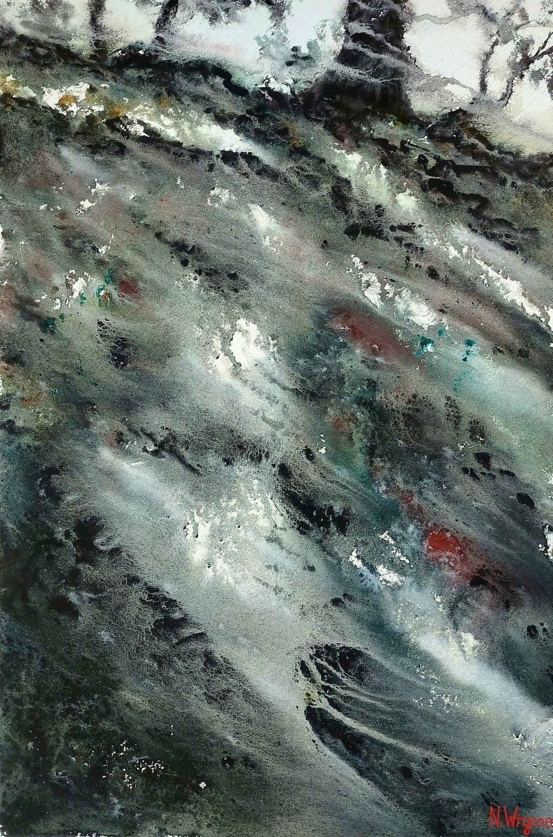 Abstract Landscape Watercolour By Neil Wrynne, 15 X 22", Where It Dwells, Original Artwork