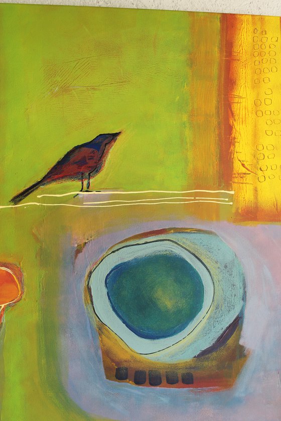 Spring composition with a bird.