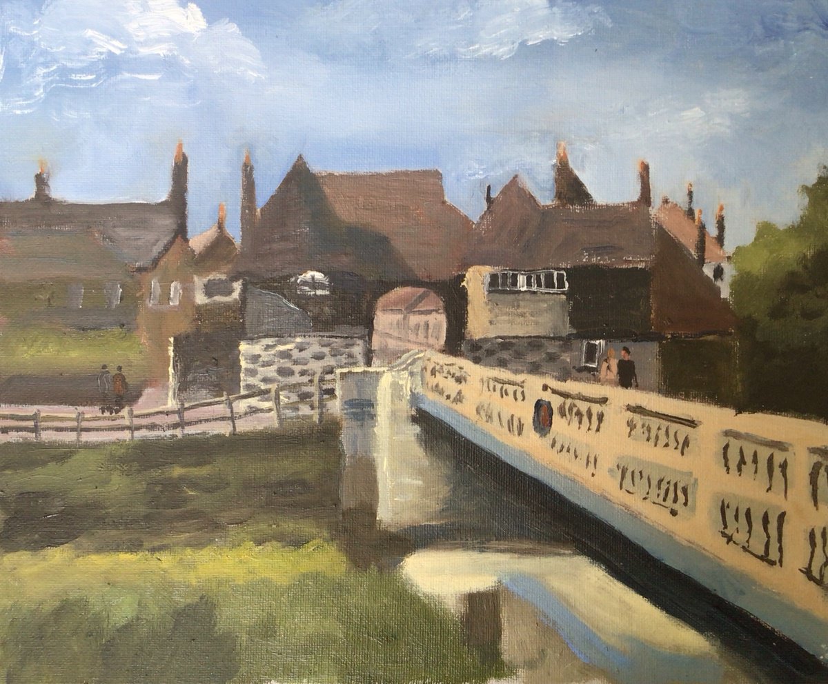 Impressionistic Cityscapes Oil Painting By Julian Lovegrove Art, 12 X 10", The Barbican, Sandwich, Original Artwork