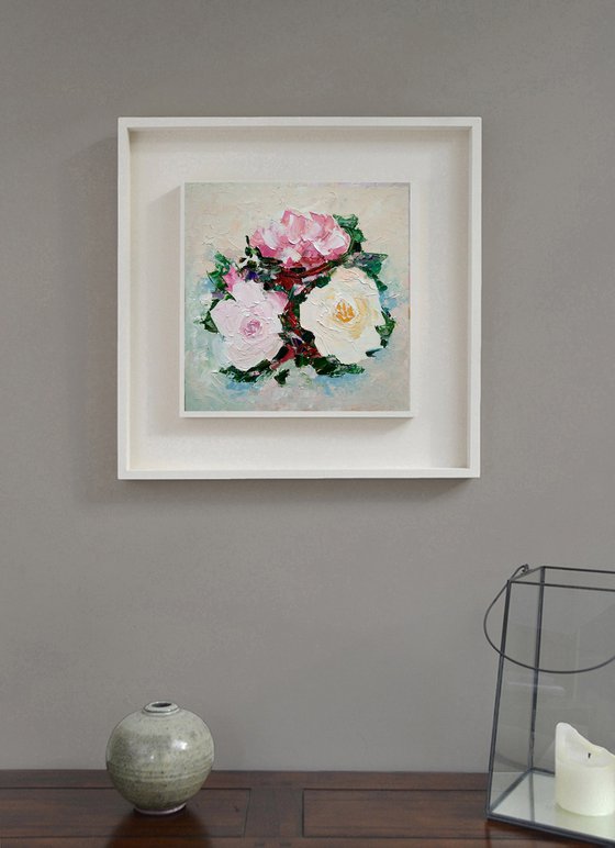 Peonies Painting Original Art Small Floral Wall Art Abstract Peony Flower Artwork