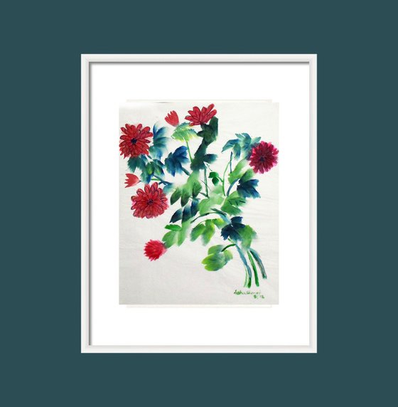 Red Chrysanthemums Chinese art
