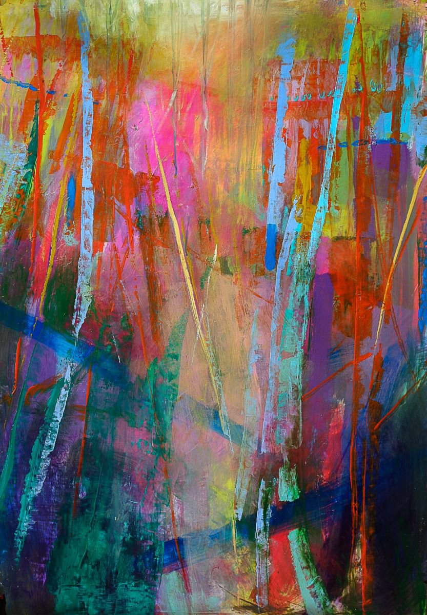 Rainbow Waterfall Mixed-media painting by Cheryl Johnson | Artfinder