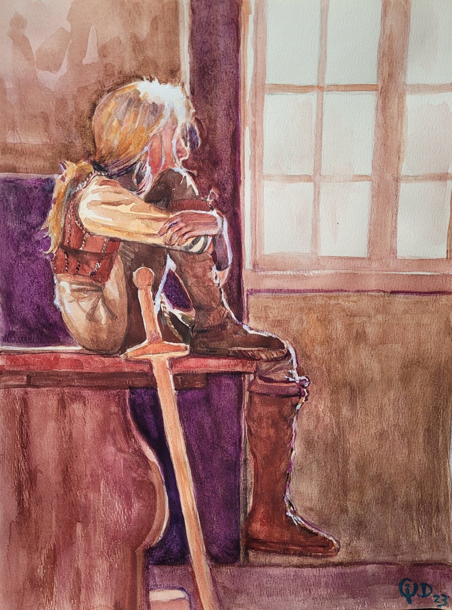 Illustrative Portrait Watercolour By Qi Debrah, 10 X 13", Winter Dream, Original Artwork