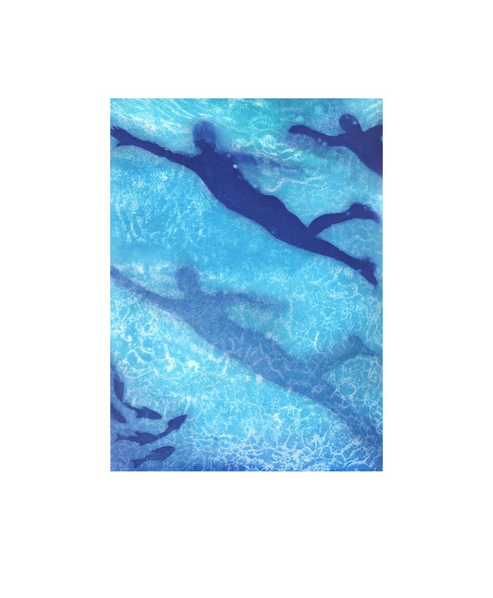 Illustrative Landscape Etchings & Engravings By Theresa Pateman, 15 X 18", Underwater, Selkies, Original Artwork