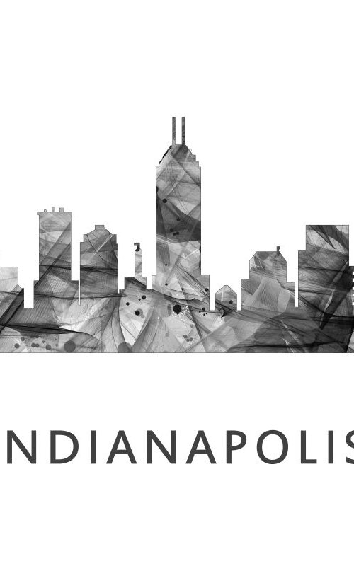 Indianapolis Indiana Skyline WB BW by Marlene Watson