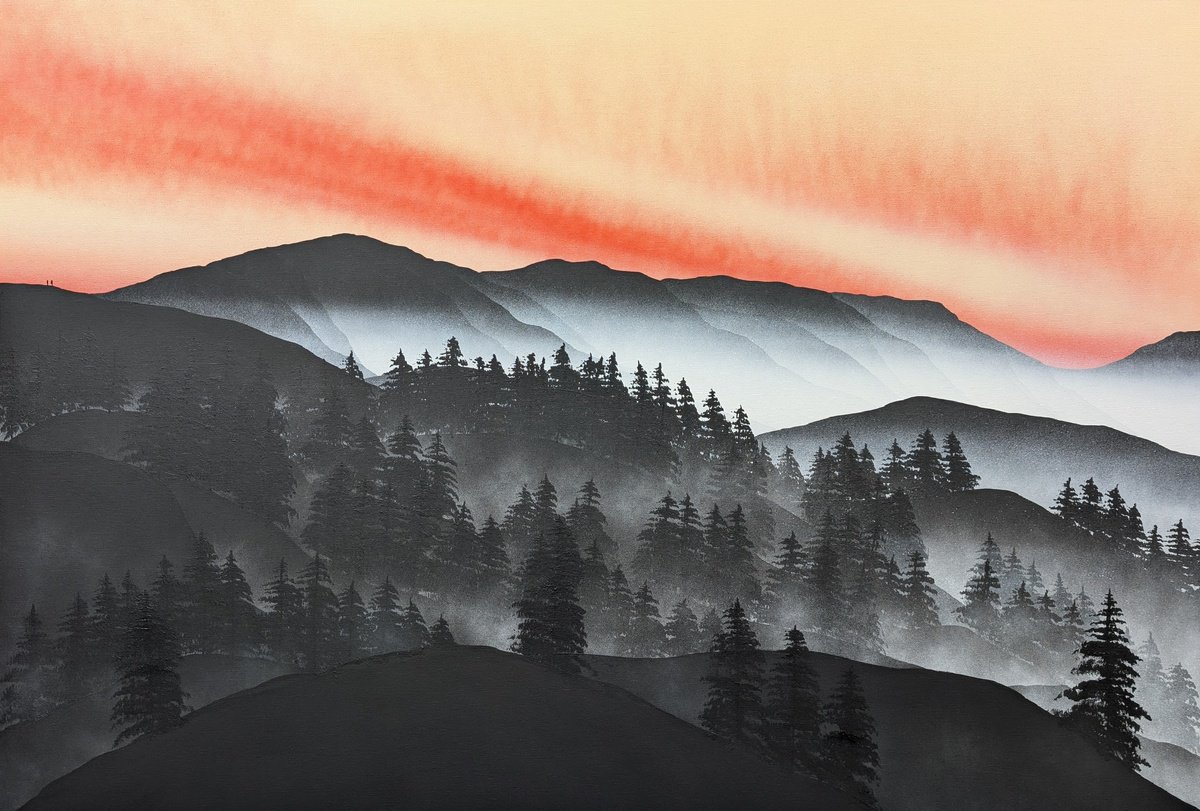 Landscape Acrylic Painting By Robert Owen Bloomfield, 46 X 32", ShaS?di?i?n 11, Original Artwork