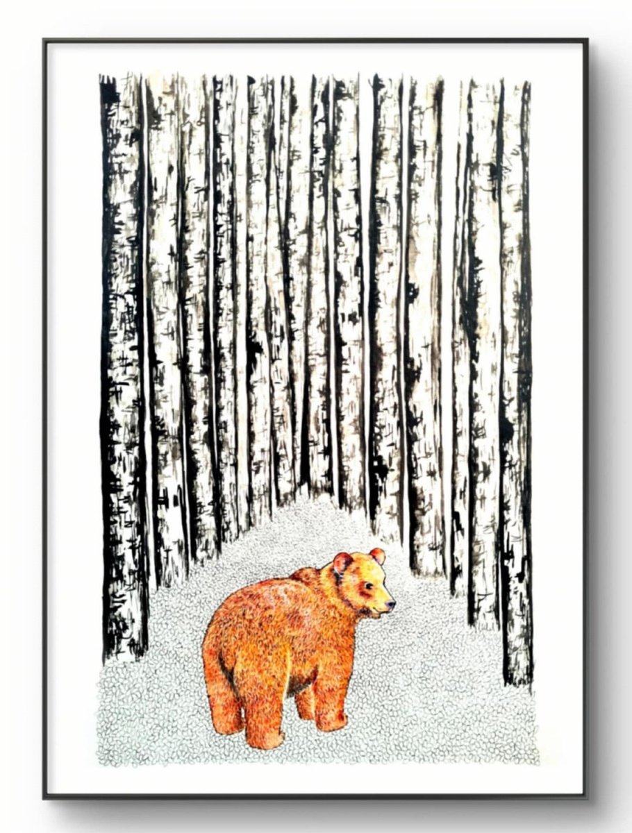 Illustrative Animal Watercolour By Marian Gorin, 12 X 17", I Robbed The Woods Iii, Original Artwork