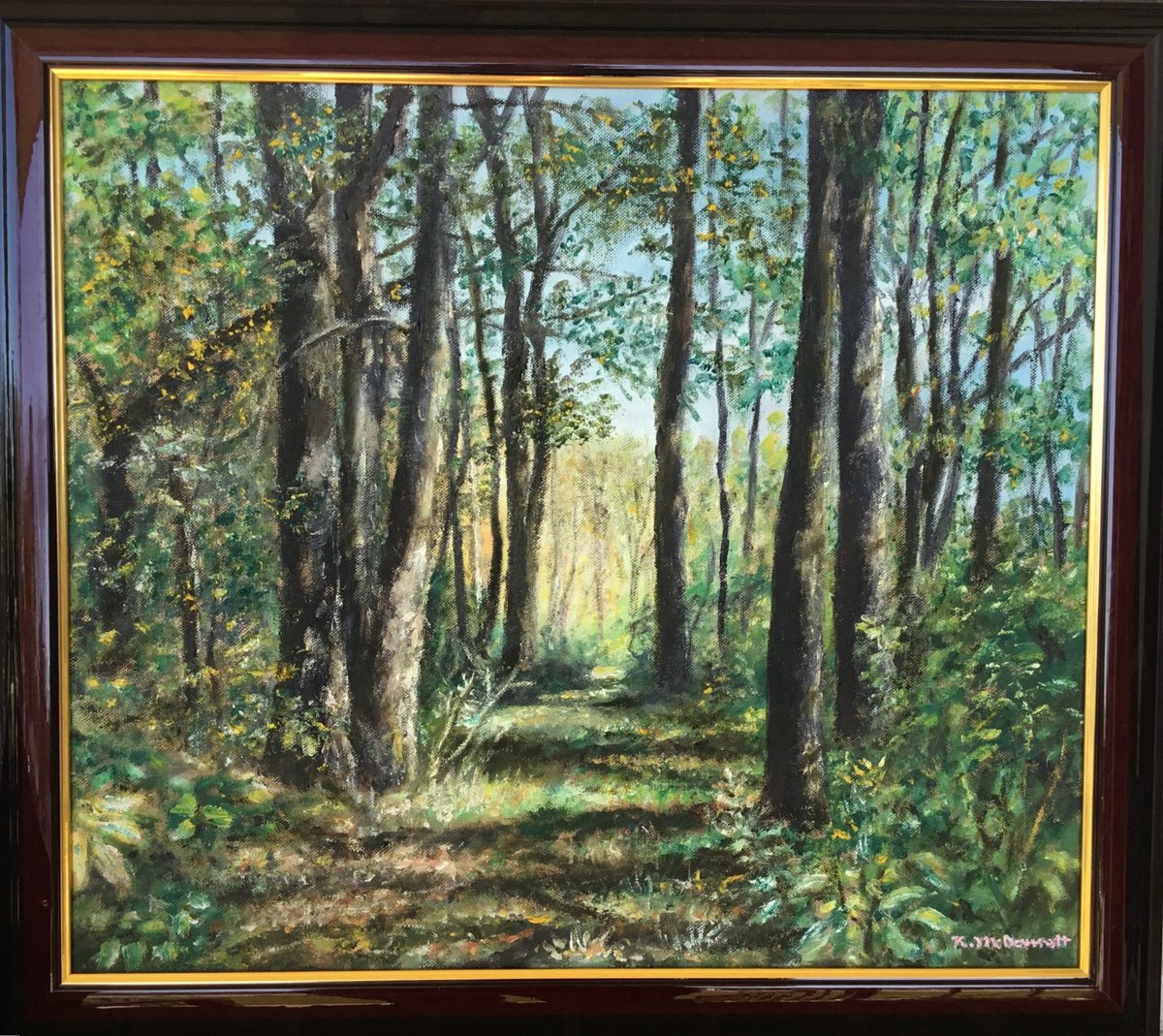 Impressionistic Landscape Oil Painting By Kathleen Mcdermott, 22 X 19", Swamp Deer Trail, Original Artwork