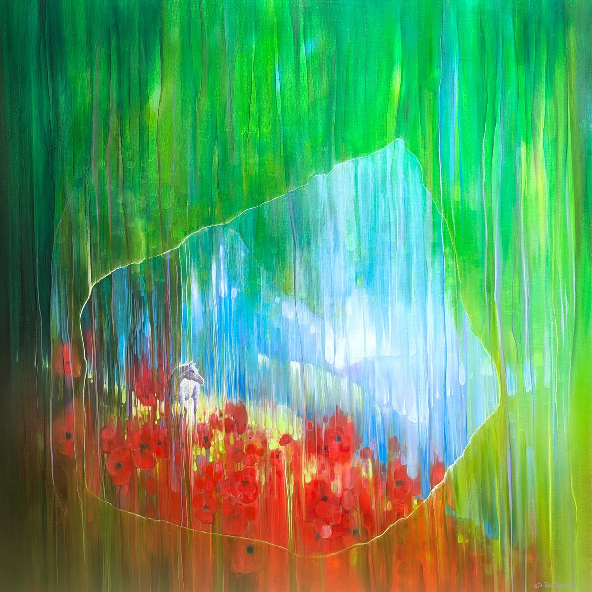 Expressive Landscape Oil Painting By Gill Bustamante, 35 X 36, The Portal, Original Artwork