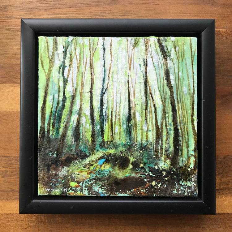 Woodland Light 15cm X 15cm Framed Expressive Artfinder