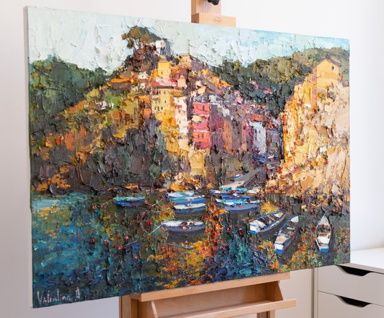 Riomaggiore, Cinque terre - Italian Landscape painting