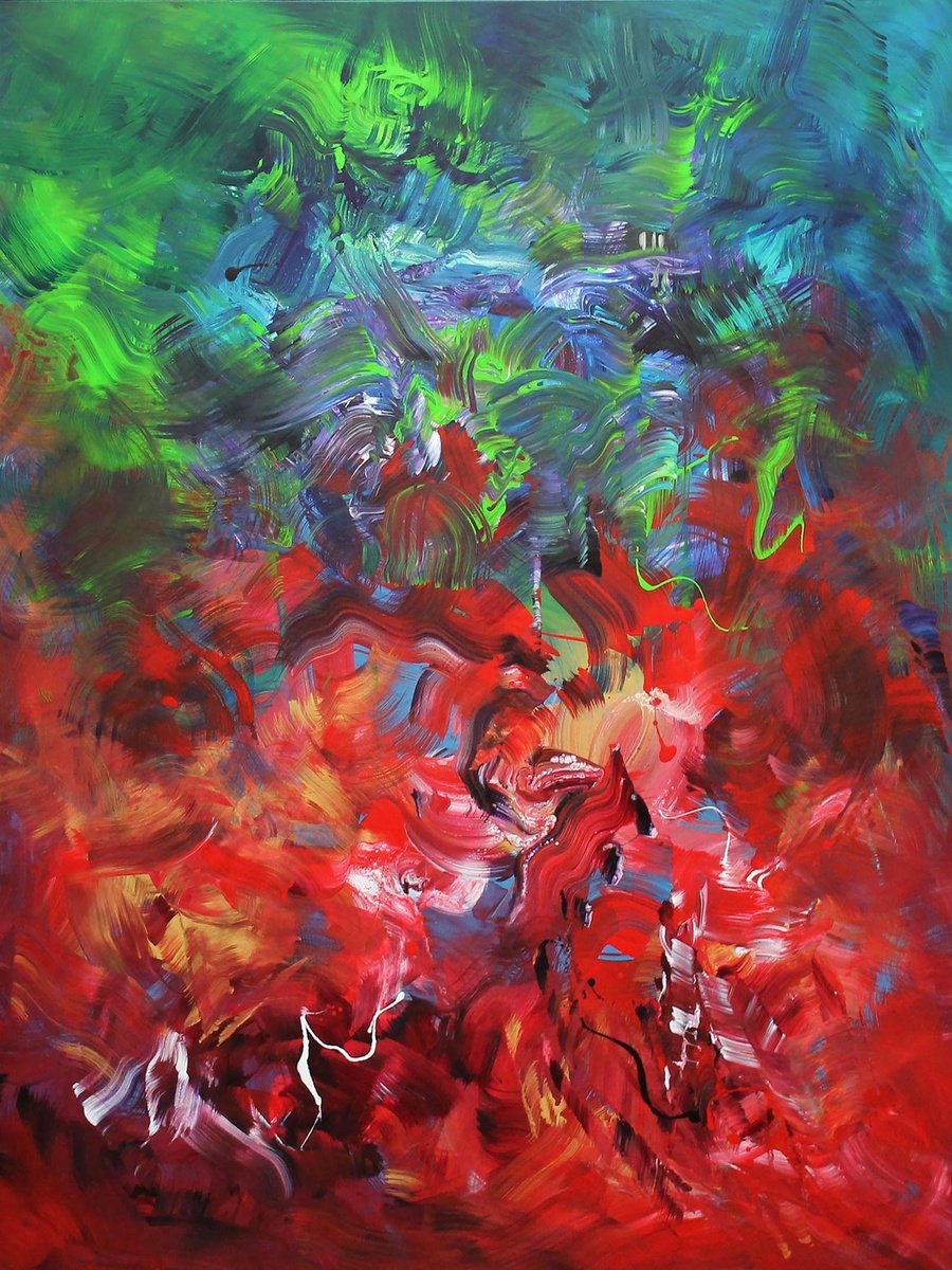 Abstract Acrylic Painting By Paresh Nrshinga Frsa, 36 X 48", Summer Bloom, Original Artwork