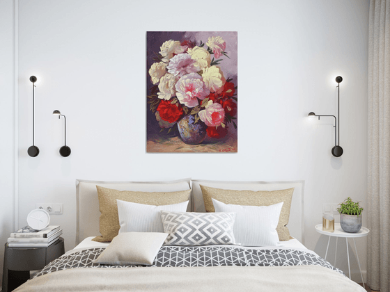 Peonies  (60x80cm, oil painting, palette knife)