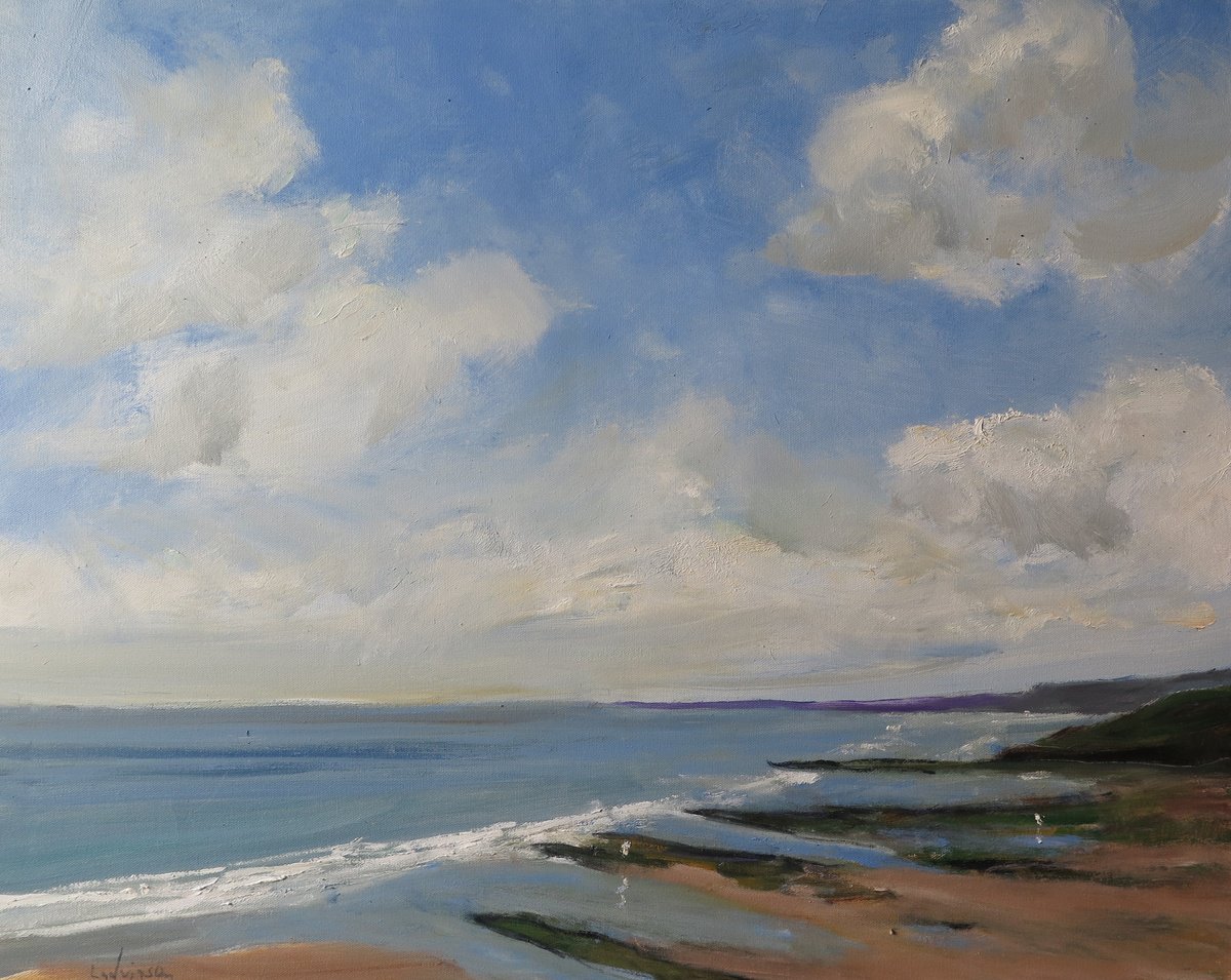 Impressionistic Landscape Oil Painting By Malcolm Ludvigsen, 30 X 24", Scarborough, July 26, Original Artwork