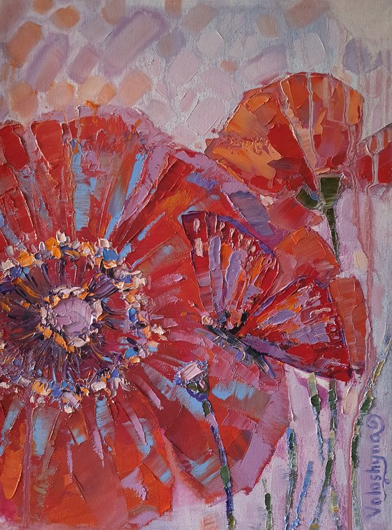 Poppies and butterfly