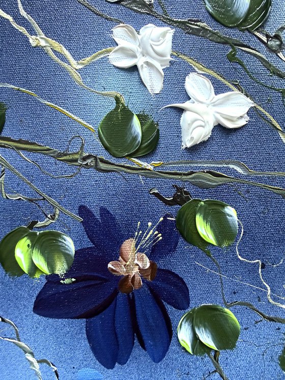 Pearl Roses in Blue Silence