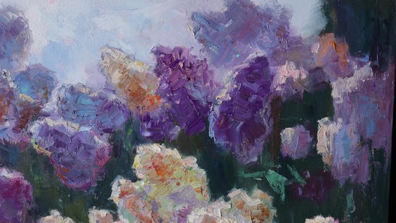 Sunny Lilac Branches - Lilac painting