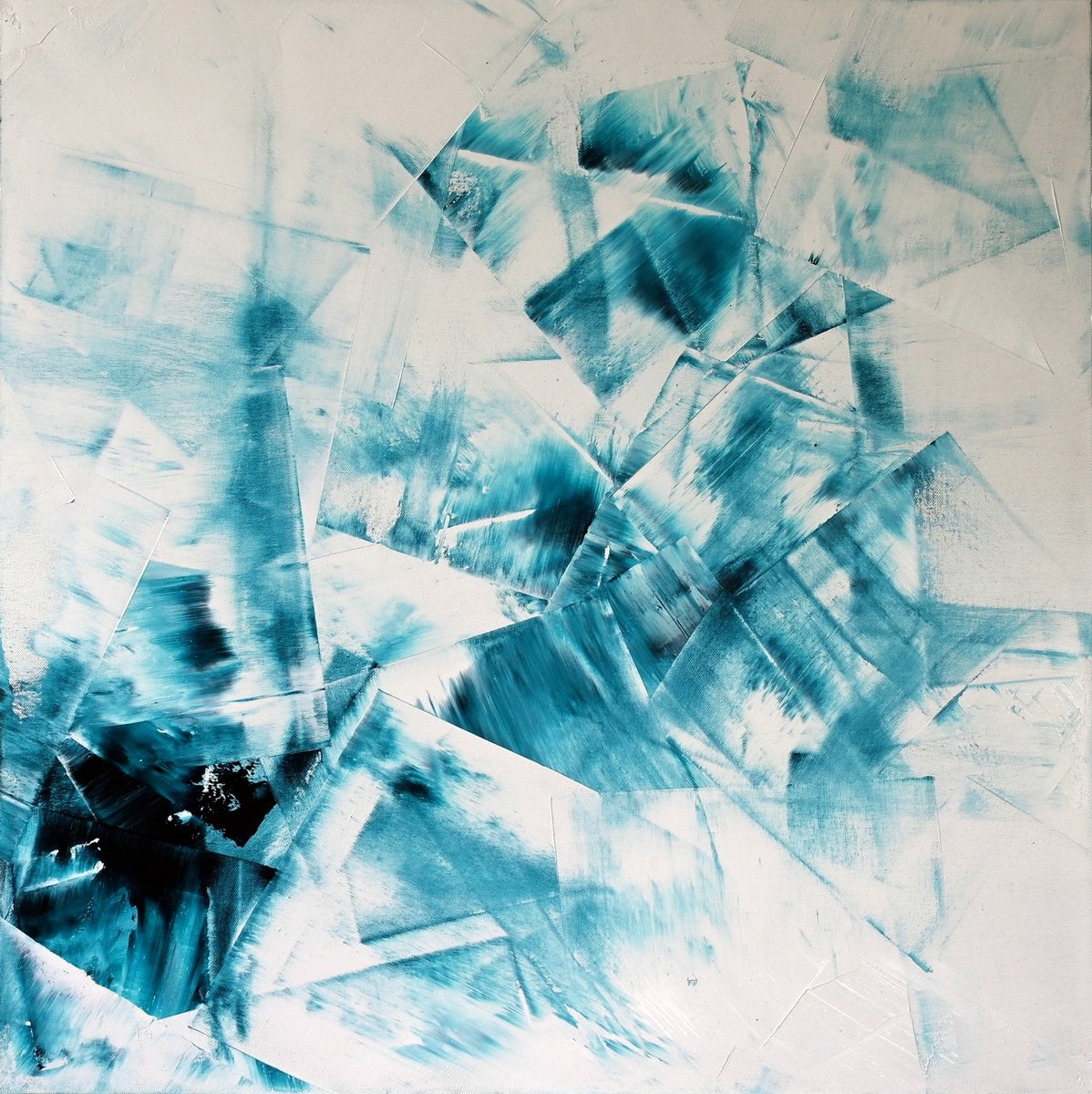 Geometric Abstract Oil Painting By Giuseppe Pastore, 31 X 31, Minimun, Original Artwork