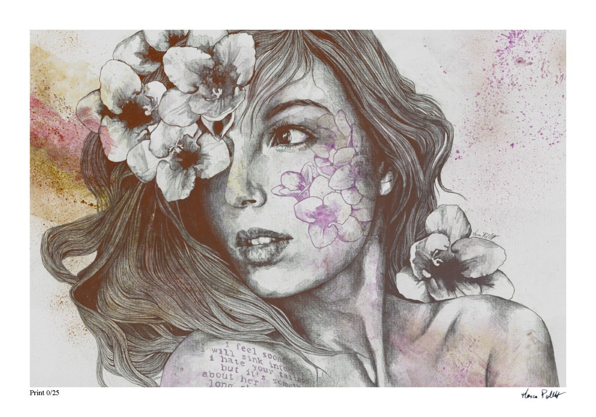 Surrealistic Portrait Giclee Print By Marco Paludet, 20 X 14", Mascara Violet, Original Artwork