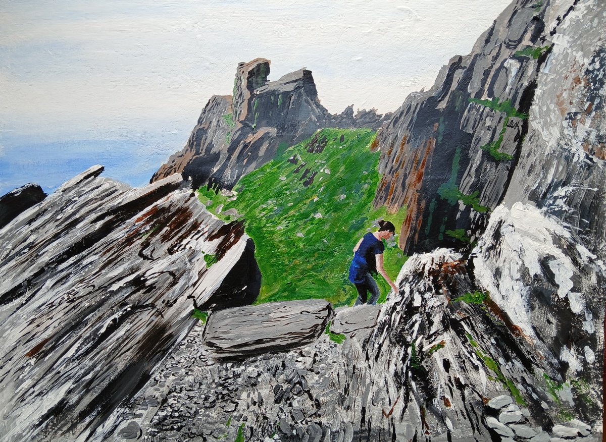 Photorealistic Landscape Acrylic Painting By Cathal Gallagher, 24 X 18, On Skellig 1, Original Artwork