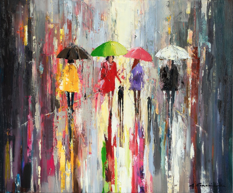 Summer In The City Rain By Ewa Czarniecka Artfinder