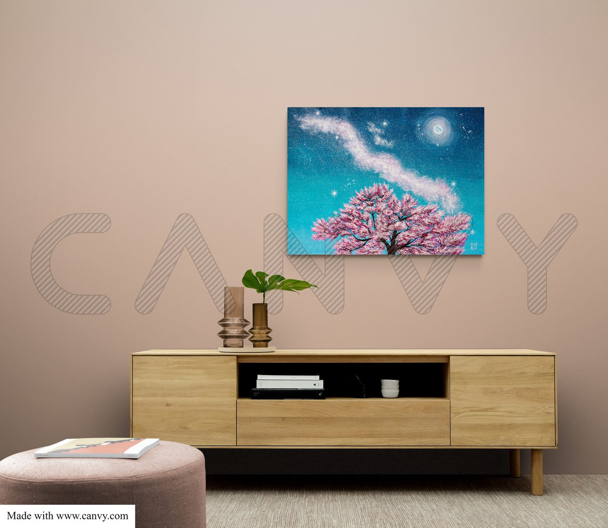 SAKURA BLOSSOM - blooming cherry tree, spring blossom, cerulean sky, pink petals by Rimma Savina