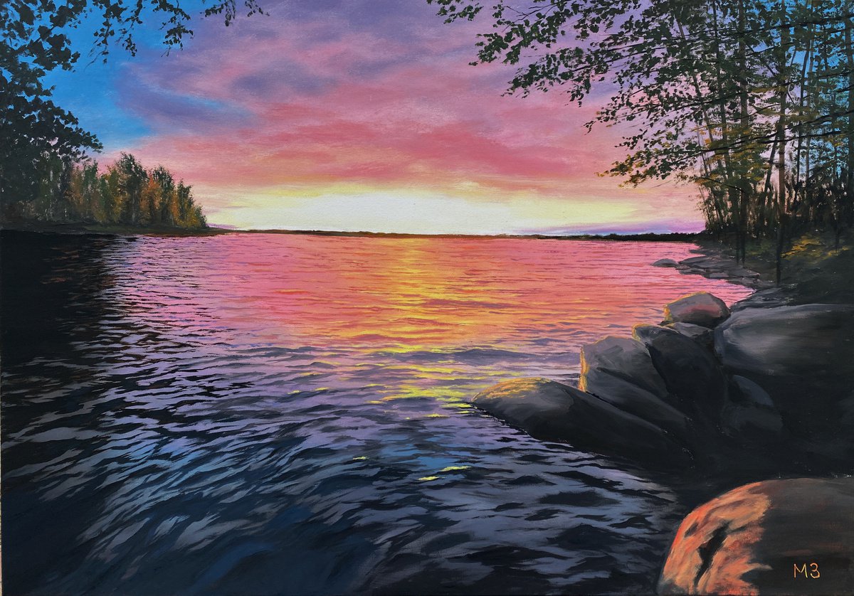 Evening in Karelia, 100 ? 70 cm, oil on canvas by Marina Zotova