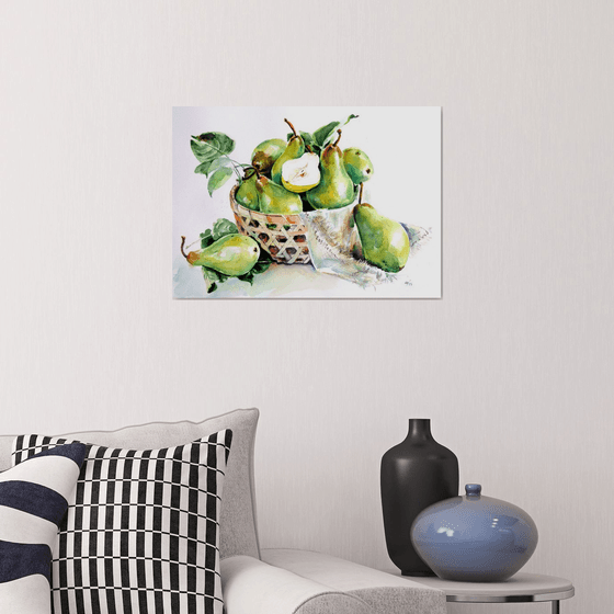 Sill life with green pears