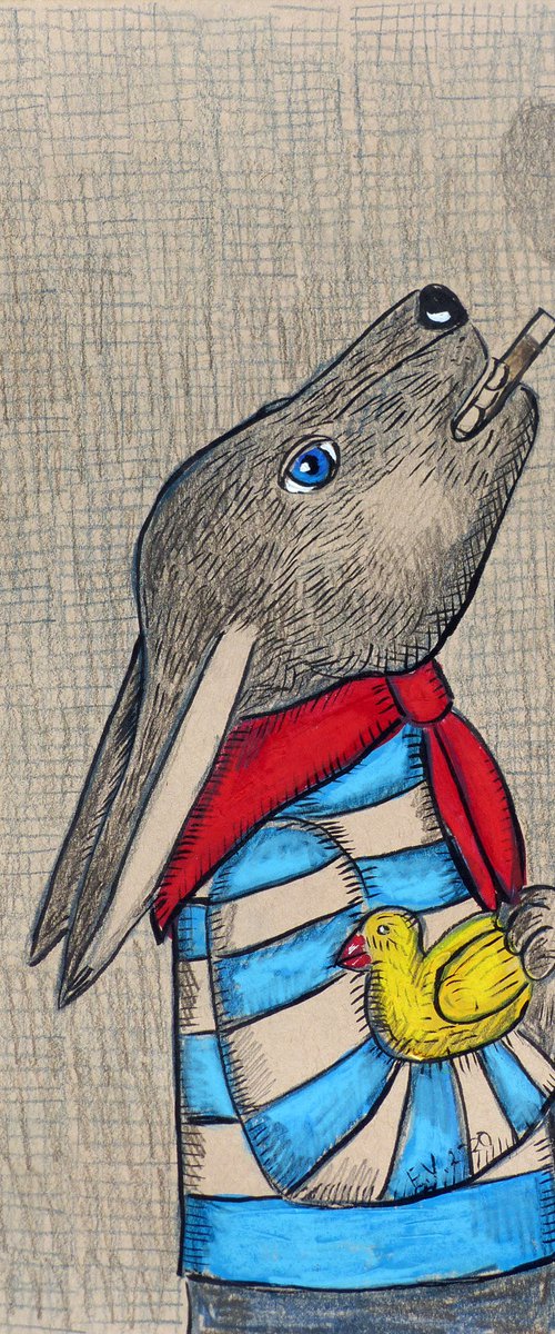 Smoking rabbit by Elizabeth Vlasova