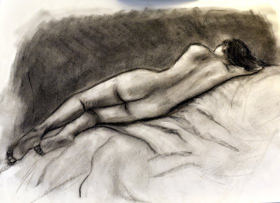 Sleeping Venus Charcoal Drawing