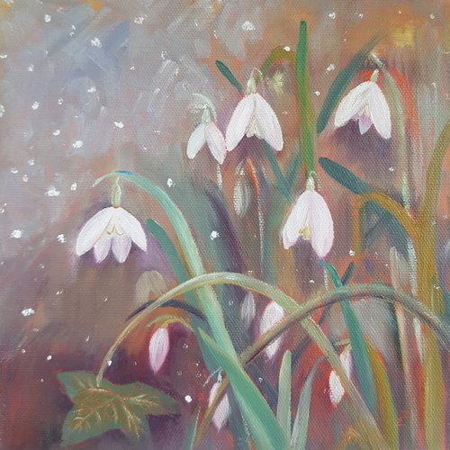 Snowdrops and Ivy Leaf by Michele Wallington