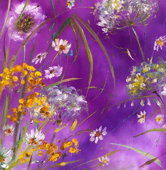 PURPLE HAZE - Beautiful flowers. Dandelions. Floral canvas. Purple hues. Wonderland. Magic. Thunderstorm.