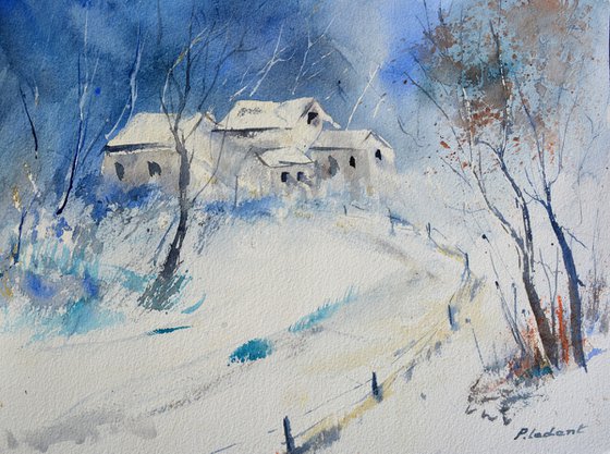 Frozen morning-watercolor
