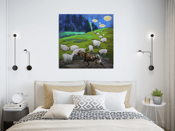 A random passerby. Mountain landscape
